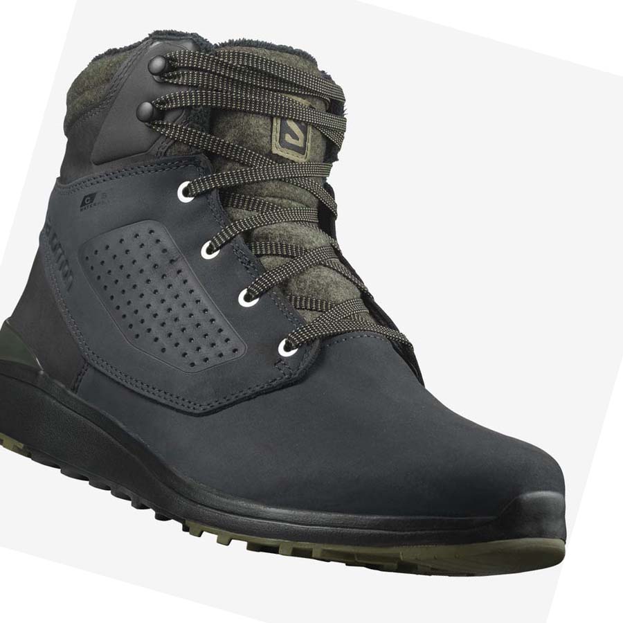 Salomon UTILITY WINTER CLIMASALOMON™ WATERPROOF Téli Csizma Férfi Fekete Zöld | HU 2242JPQ